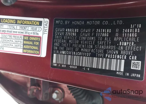 2018 Honda Clarity Plug-In Hybrid Touring z USA, uszkodzony, nr VIN JHMZC5F39JC011137